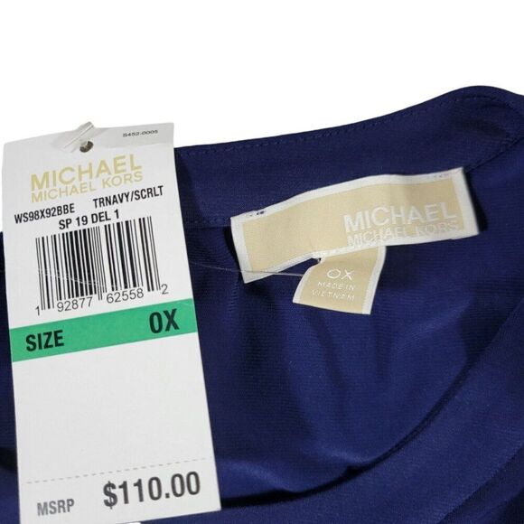 Michael Kors Dress Womens 0X Blue Red Paisley Paneled Shift Sleeveless Tags - Picture 3 of 8